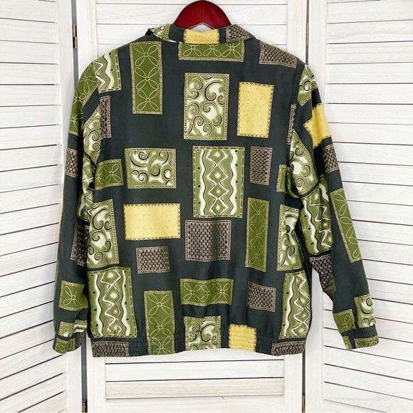 Drapers & Damons Petite Mosaic Tile Print Microfiber Bomber Jacket Black PM - Picture 10 of 14